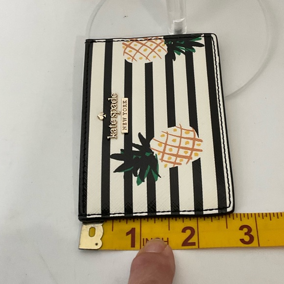 Kate Spade New York Cameron Street Pineapples Leather Card Case, Squeeze Opening - Picture 9 of 11